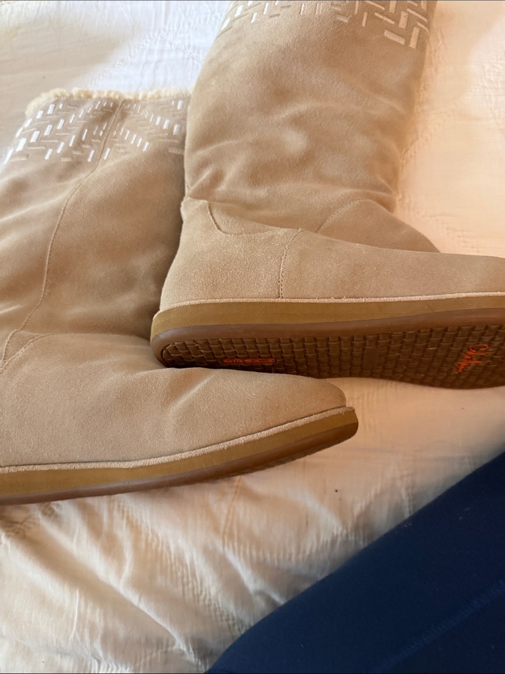 Cole Haan Women’s Suede Tall Slipper Boots - Beige